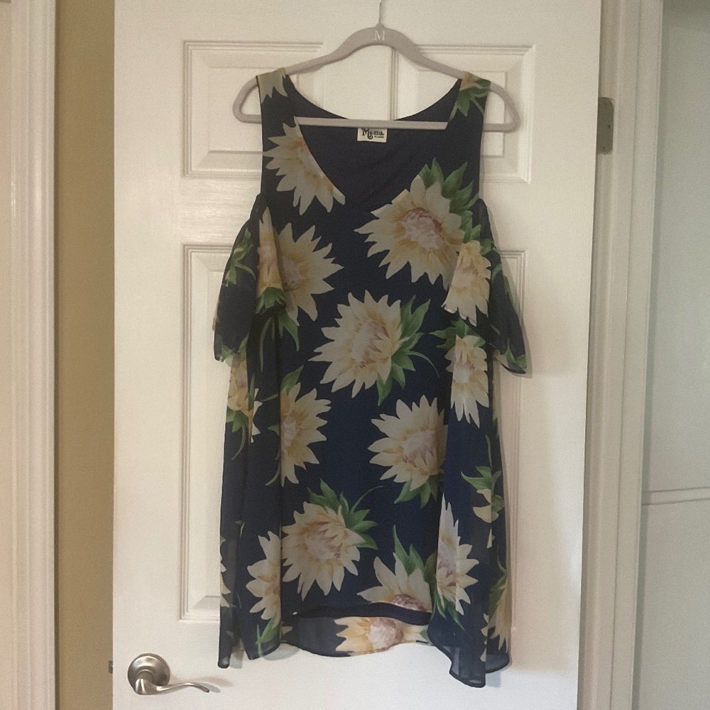 Show Me Your MUMU Blue Sunflower Dress in XL
